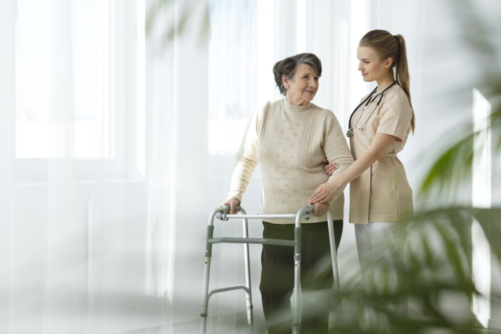 Nurse taking care of lady